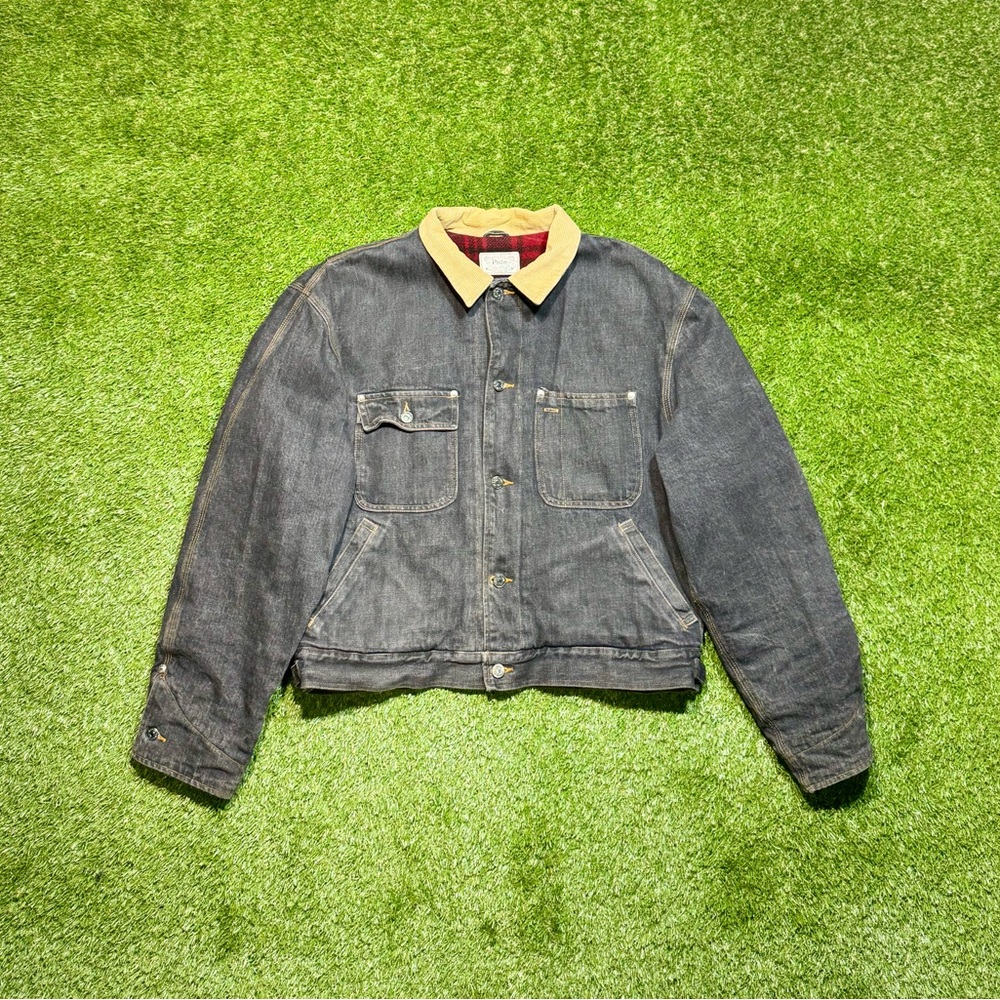 Vintage 70s-80s Polo Ralph Lauren Dungarees Blanket Lined Button Up Denim Jacket - Picture 2 of 11